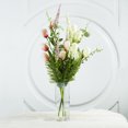 thumbnail image 2 of Enova Home Artificial Flowers Mixed Silk Tulip Fake Flowers Arrangement in Rectangle Glass Vase with Faux Water for Home Office Wedding Decoration (Cream Peach), 2 of 3