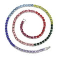 thumbnail image 4 of Charles Raymond Iced Out Hip Hop Gold or Silver Tone - Your Choice!! - CZ Miami Cuban Link or Tennis Chain Choker Necklaces (20", Rainbow Tennis Silver), 4 of 4