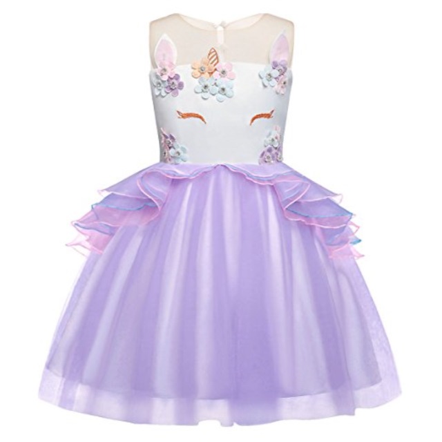 Cotrio Baby Girls Unicorn Costume Dress Pageant Party Dresses Flower
