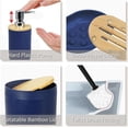 thumbnail image 6 of CERBIOR 9 PCS Bamboo Bathroom Accessories Sets with Trash Can, Soap Dispenser, Soap Dish, Toothbrush Holder, Toothbrush Cup, Toilet Brush and Qtip Holders,Navy Blue, 6 of 12