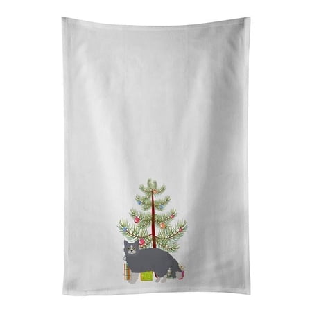 Carolines Treasures CK4707WTKT 28 x 19 in. Unisex Selkirk Rex No.1 Cat Merry Christmas White Dish Towels Kitchen Towel - Set of 2
