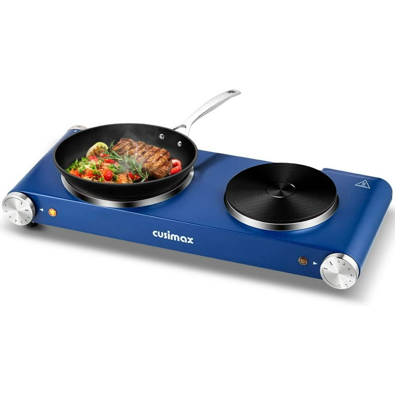 CUSIMAX Electric Burner Hot Plate for Cooking Cast Iron hot plates,  Adjustable Temperature Control, Non-Slip Rubber Feet Stainless Steel Easy  to