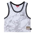 thumbnail image 2 of Women's Mitchell & Ness White Los Angeles Lakers Hardwood Classics Marble Cropped Tank Top, 2 of 3