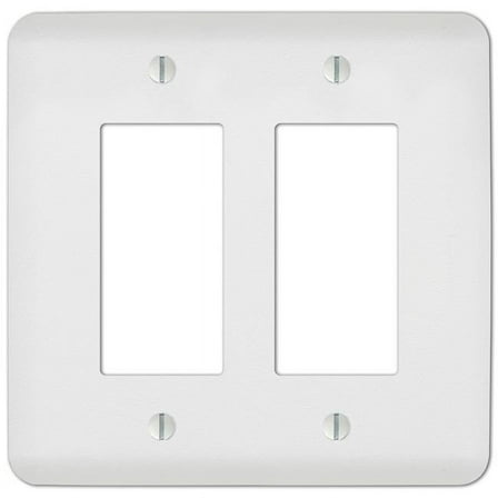 Perry Textured 2 Gang Stamped Steel Rocker Wall Plate, White