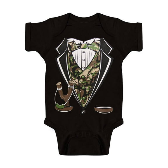 Toddlers Camo Tuxedo Bodysuit - Black - 6 Months