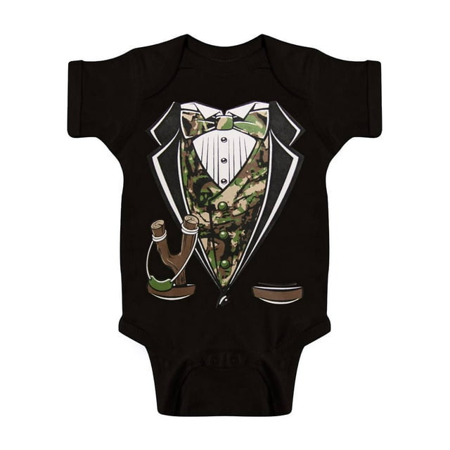 Toddlers Camo Tuxedo Bodysuit - Black - 18 Months