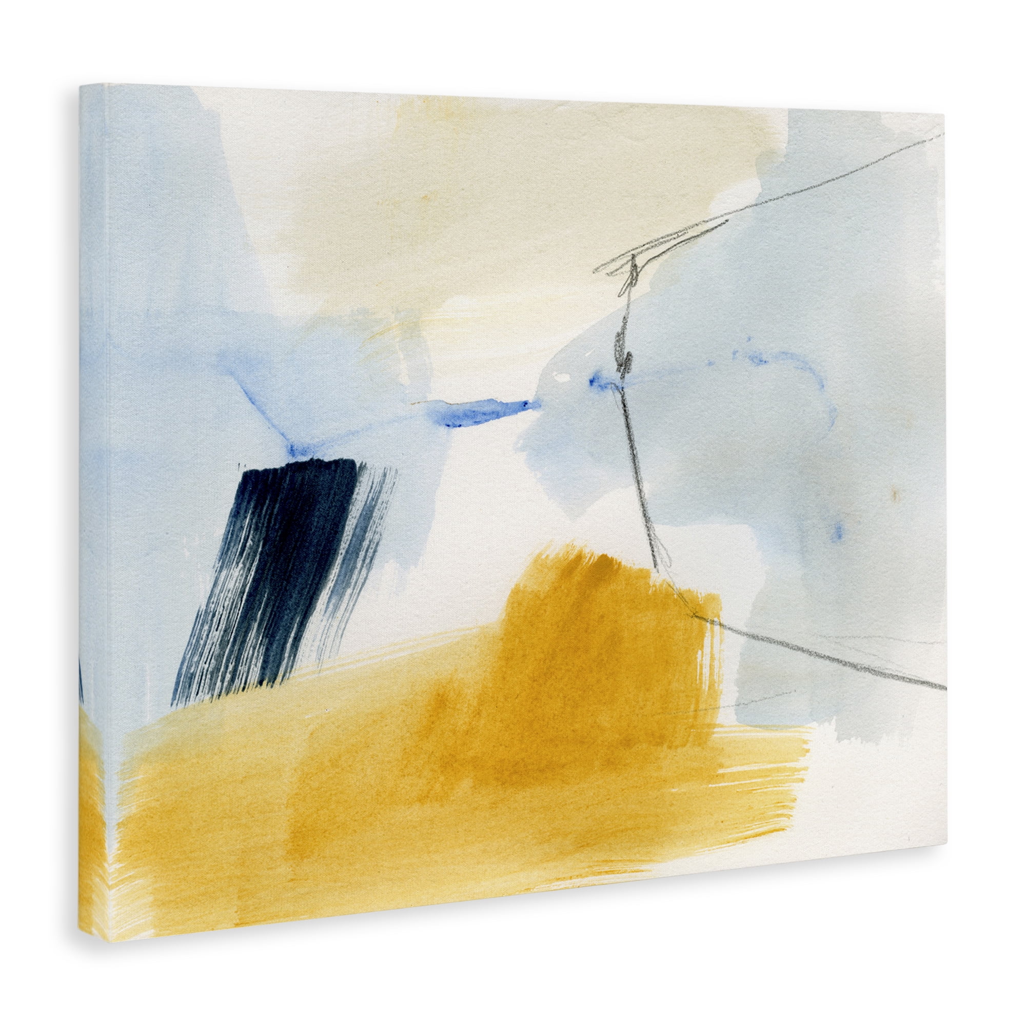 Stupell Industries Abstract Paint Yellow Accent Abstract Painting Gallery Wrapped Canvas Art Print Wall Art, 40 x 30