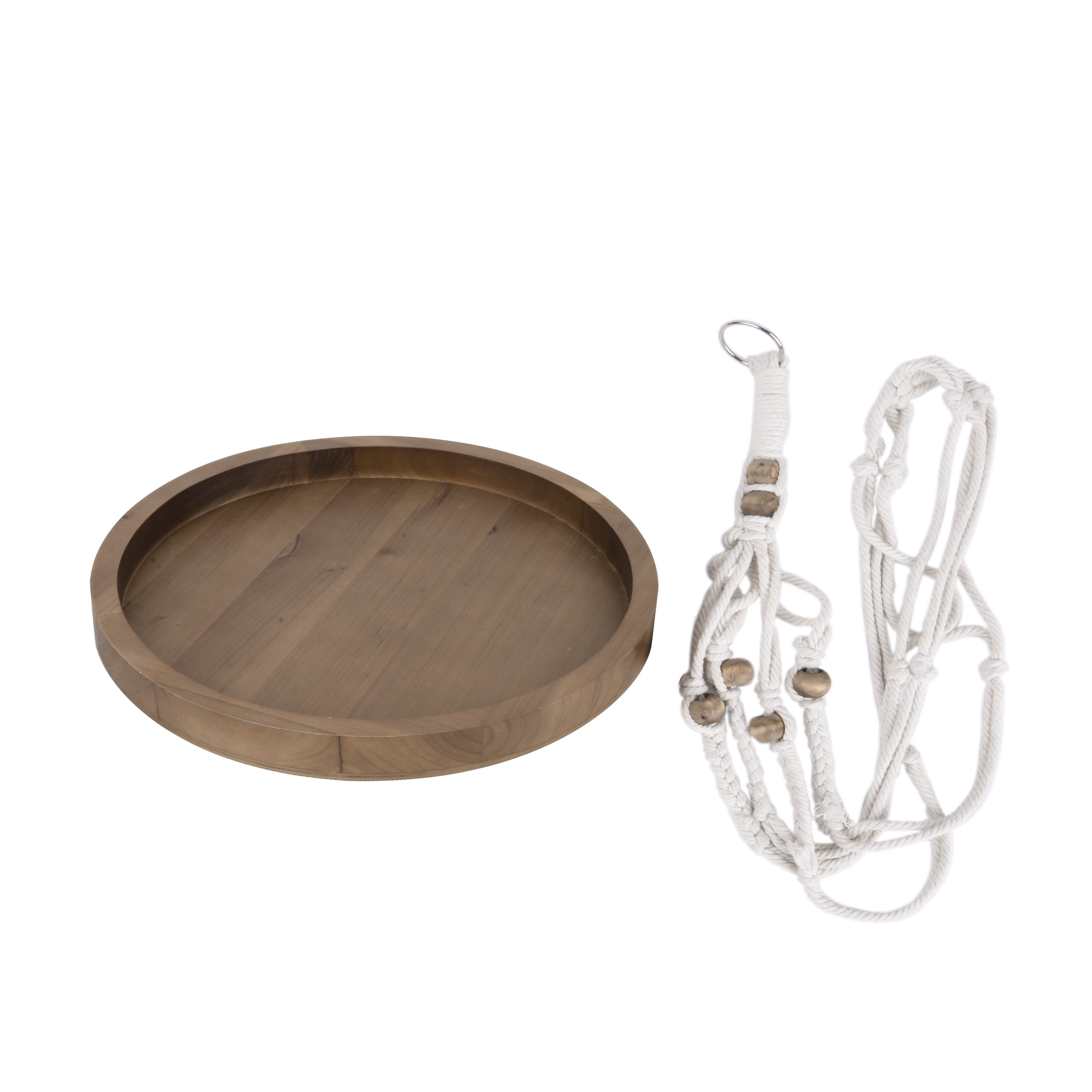 Better Homes and Gardens Outdoor Rope Hanger with Wood Table, 12" Length x 28" Height x 12" Width, 0.7lb