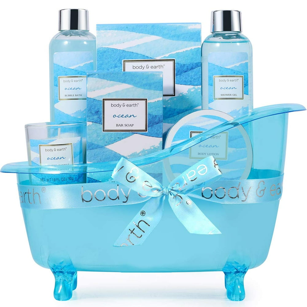 Bath Gift Set for Women, Ocean Scent Body & Earth Spa Kit , 7 Pcs