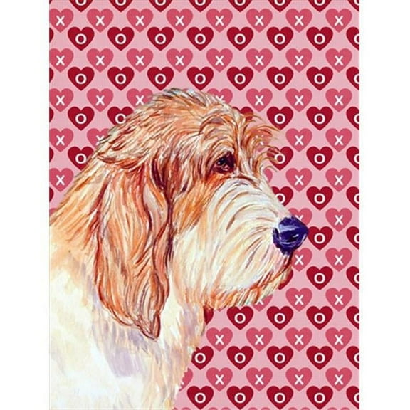 11 x 15 in. Petit Basset Griffon Vendeen Hearts Love Valentines Day Flag Garden Size