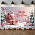 thumbnail image 2 of Pink Theme Christmas Banner Cute Merry Christmas Banner Santa Claus Design Snowman Pattern Holiday Banner for Christmas Party Indoor Decoration Home Celebration, 2 of 9