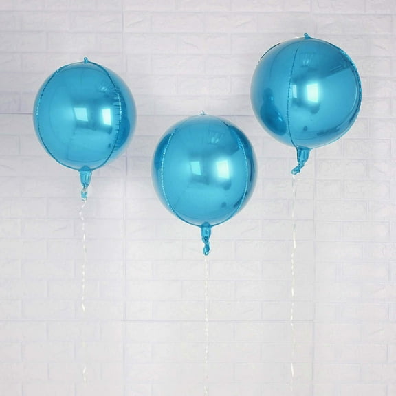 Efavormart 2 Pack 12" Blue Aluminum Foil Round Sphere Balloon Wholesale 4D Mylar Balloons