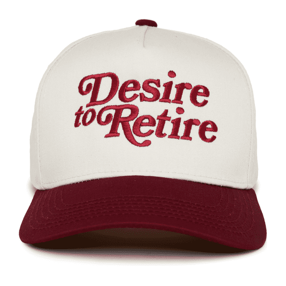 Funky Junque Two Tone Vintage Snapback Hat - Desire to Retire - Burgundy/Beige