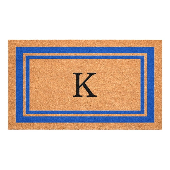 Blue Border Monogram Doormat (Letter K)