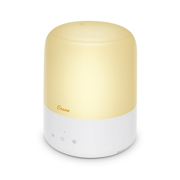 Crane Ultra-Quiet 3-in-1 Humidifier Essential Oil Aroma Diffuser & Soothing Sleep Light - Compact 0.5 Gallon Capacity with Adjustable Night Light & Fragrance Tray - Ideal for Bedroom Office Nursery