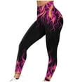 thumbnail image 4 of QQAMB Women's Leggings High Waist Flame Printed Fitness Running Leggings Casual Fashion Tights Hot Pink 3XL, 4 of 7
