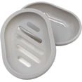 thumbnail image 6 of CoreLiving Plastic Shower Soap Dish with Removable Drainer, Double Compartment Soap Holder Container, 2-Pack Grey Bathroom Essentials, 6 of 8