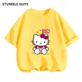 thumbnail image 1 of Conjunto de camiseta de Hello Kitty para niños y niñas, ropa holgada de manga corta Y2K, Top con estampado oscuro para mujer, ropa dulce Harajuku, 1 of 7