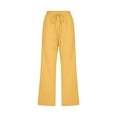 thumbnail image 4 of JURANMO Plus Size Solid Color Capri Pants for Women Casual Loose Cotton Linen Pants 2024 Summer Lightweight Pants with Pockets Today's Deals T-Yellow L, 4 of 5