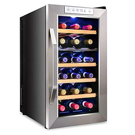 Ivation Premium Stainless Steel 18 Bottle Dual Zone Thermoelectric Wine Cooler/Chiller Counter Top Red & White Wine Cellar w/Digital Temperature, Freestanding Refrigerator Quiet Operation