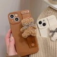 thumbnail image 3 of Compatible with iPhone Case,Cute Kawaii Cartoon Fluffy Furry Bear Wristband Strap Bracelet Chain Camera Lens Protection Shockproof Cover Phone Case (White,iPhone 14), 3 of 7