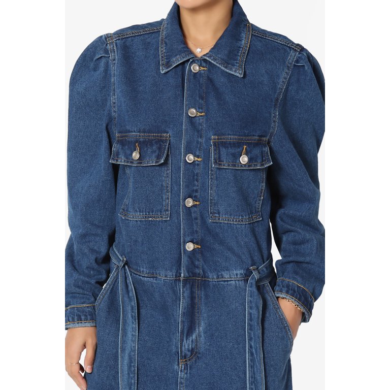 Chain G-Belt Denim Jumpsuit