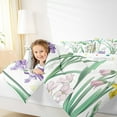 thumbnail image 4 of Manfei Chic Tulip Floral Full Size Comforter Sets,Romantic Flower Bedding Comforter Set,Purple White Green Bedding Sets For Girl Teens,Ultra Soft Home Decor Reversible,3pcs, 4 of 8