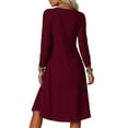 thumbnail image 5 of Omexry Work Dresses for Women Women's Fashion And Leisure Splicing Long Sleeve Round Neck Loose And Comfortable Dress, 5 of 7