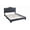 Charcoal Burlap European2, variant on XIZE Twin Size Bed with Button Tufted Headboard and Support Legs, Charcoal