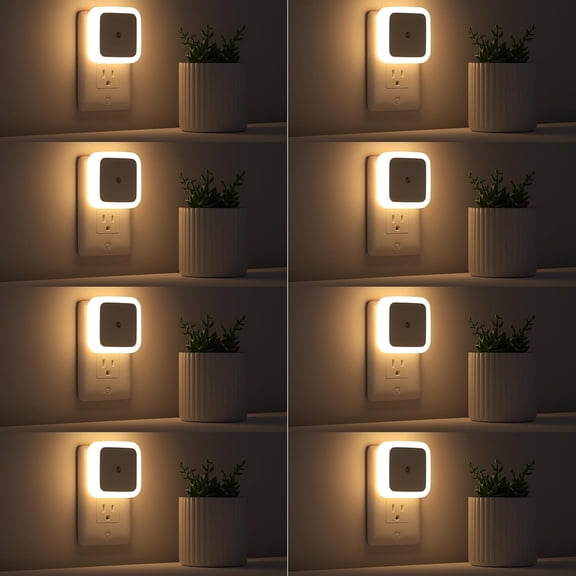 Plug into Wall 8-Pack, Nightlight Plug in , Dusk to Dawn Night Lamp Led (Warm White)