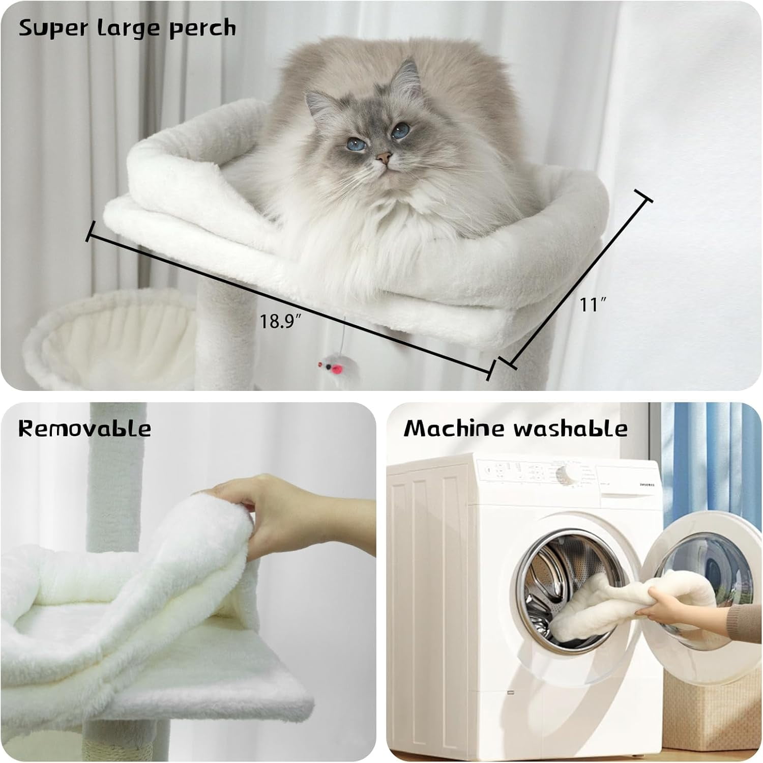 Zephypaws 68in Cat Tree,Multi-Level Cat Tower for Indoor Cats,2 Widened Plush Perches Cat Condo with Scratching Post,Big Caves,Beige