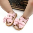 thumbnail image 4 of Uccdo Infant Baby Girls Bow Sandals Newborn Baby Summer PU Leather Open Toe Flats Shoes First Walkers 0-18M, 4 of 7