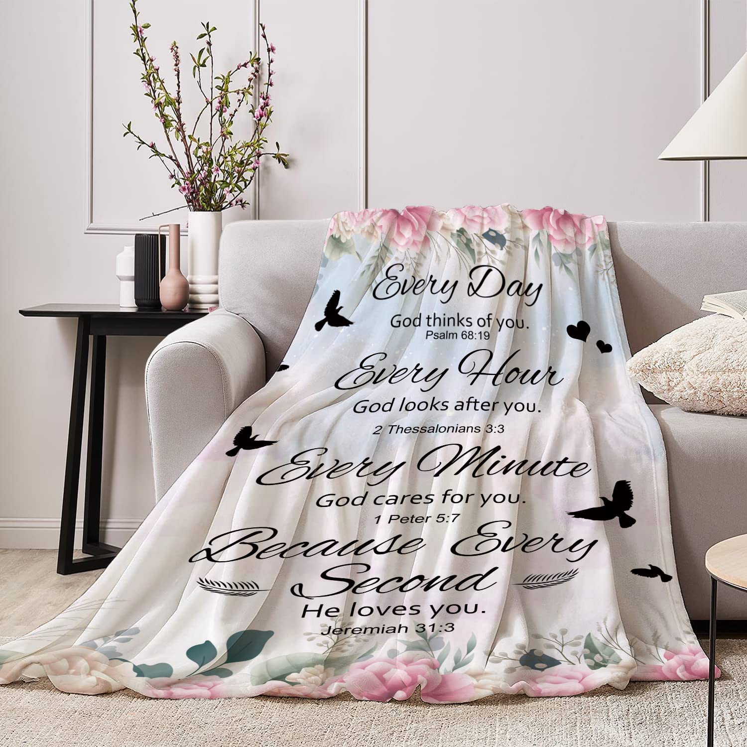 Manual Inspirational Collection 50 x 60-Inch Tapestry Throw with Verse, Trust in the Lord,