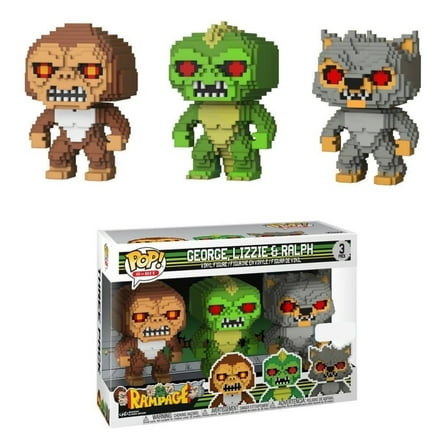 Funko 8-bit pop: rampage -3pk - george, lizzie & ralph - walmart exclusive