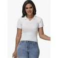thumbnail image 3 of Women's Summer Short Sleeve Shirt V-Neck Collar Pullover Tops Lightweight Knit Polo Shirt, 3 of 4