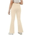 thumbnail image 5 of NAISIBABY Girls Flare Leggings with Side Pockets, Stretchy Bell Bottoms High Waist Kids Yoga Dance Pants Beige 7T, 5 of 8