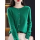 thumbnail image 4 of Addonee Women 100% Merino Wool Sweater Cashmere O-neck Cardigan Raglan Sleeve Classical Knitwear Solid Fashion Basic Clothing, 4 of 5