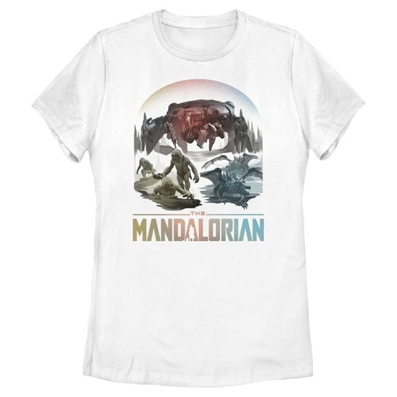 Women's Star Wars: The Mandalorian The Mines of Mandalore Characters Graphic Tee White Large