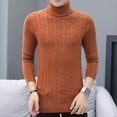 thumbnail image 4 of Turtleneck Sweaters for Men Long Sleeve Cable Knit Sweat Shirt Casual Soft Comfy Slim Fit Fall Winter Tops, 4 of 6