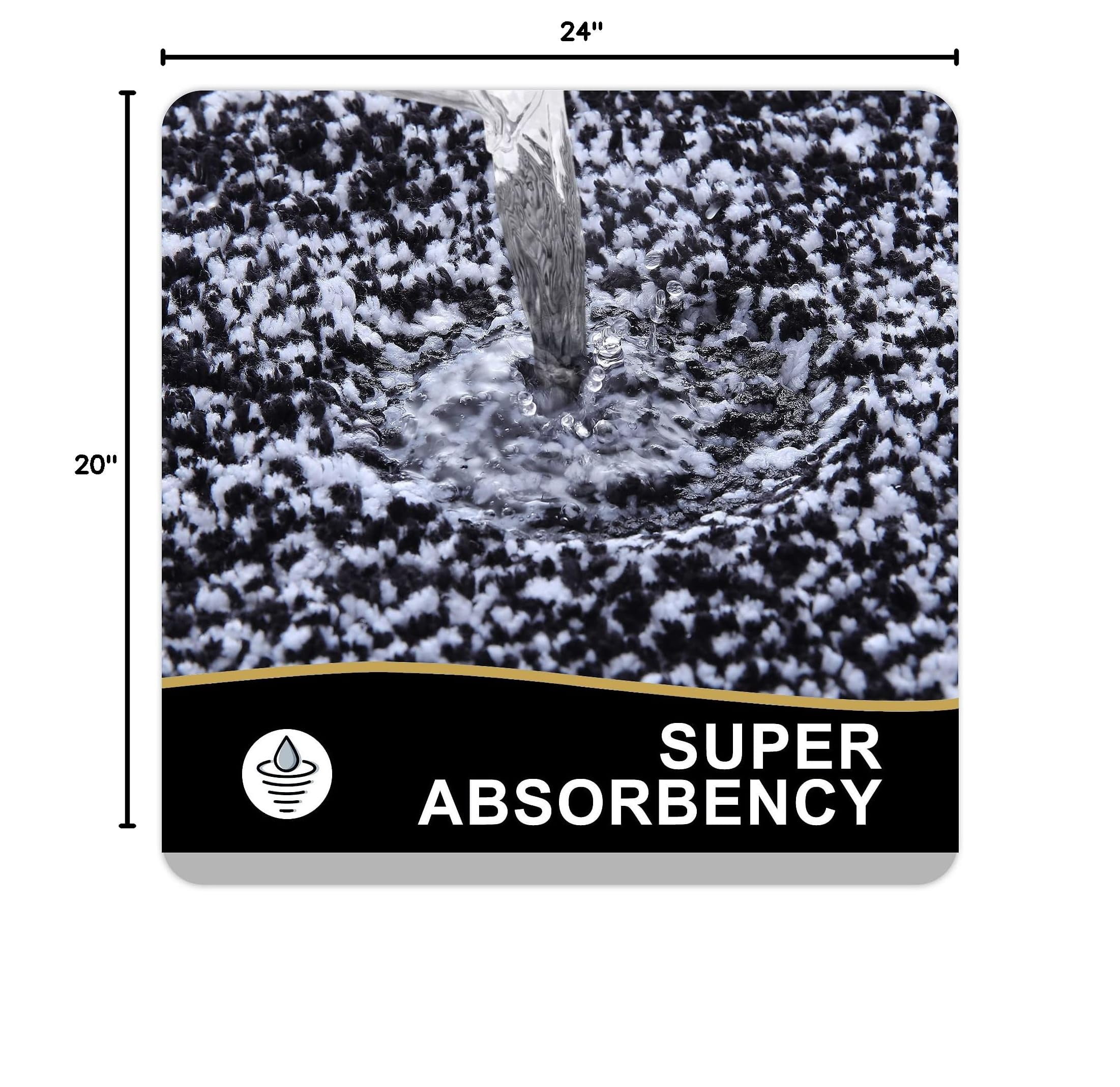 Smiry U-Shaped Luxury Bathroom Rugs, Ultra Soft and Absorbent Microfiber Contour Bath Rug, Non-Slip Machine Washable Toilet Rug, 24"x20", Black and White