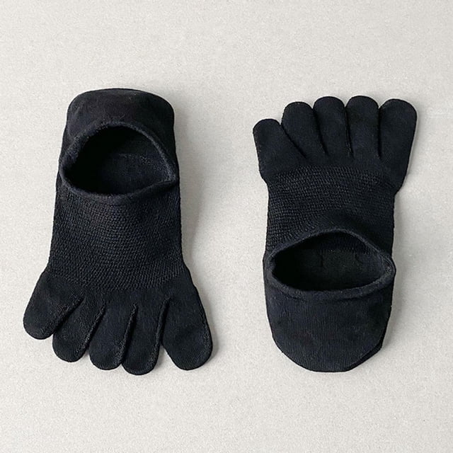 Calcetines de Cinco Dedos, Calcetines Finos de Algodón Suaves Y Antideslizantes para Deportistas Ocasionales, Hombres Y Adultos Negro