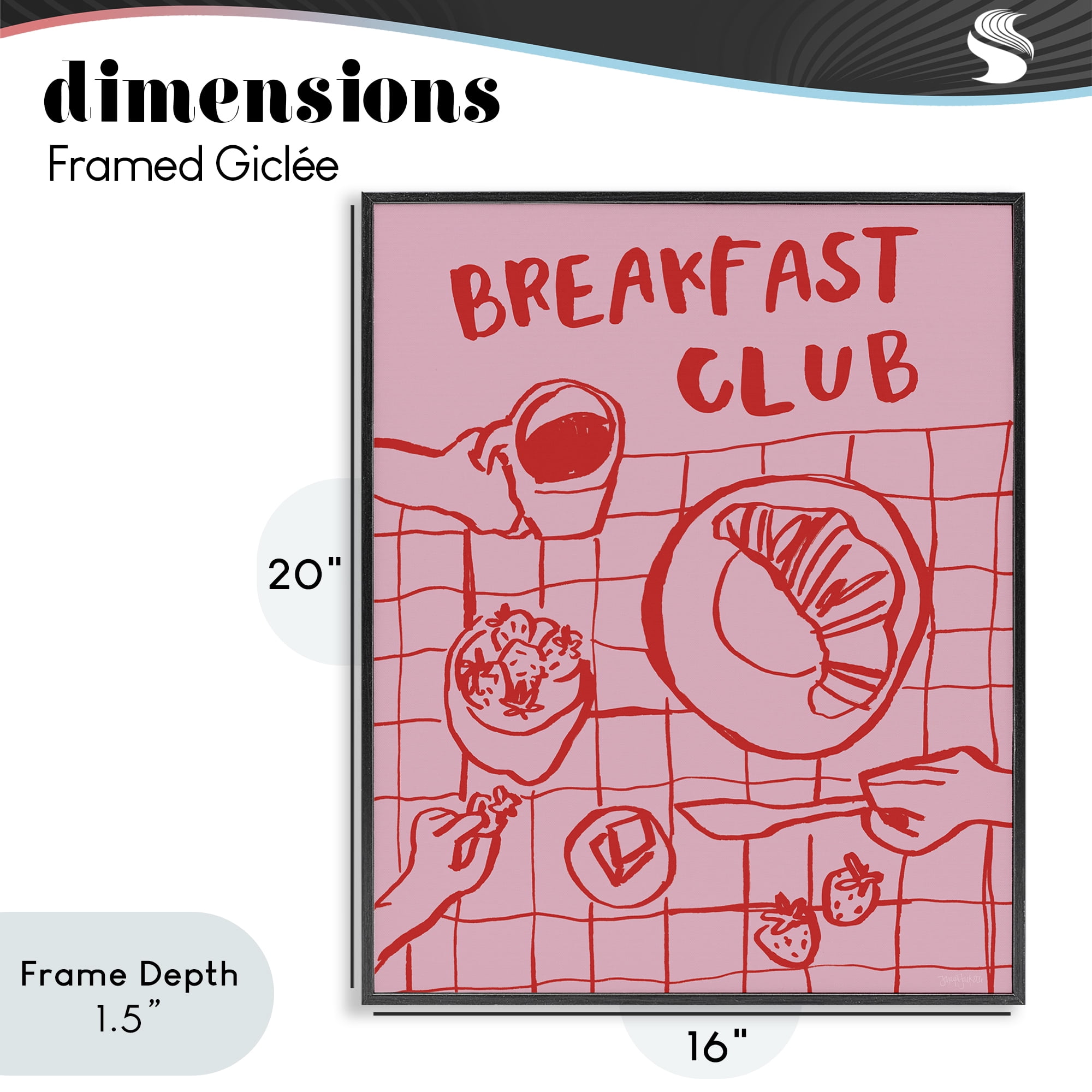 Stupell Industries Breakfast Club Doodles Black Framed Giclee Art, design by Jenaya Jackson