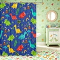 thumbnail image 2 of Manfei Cut Dino Animals Shower Curtain 72Wx72L,Kawaii Palm Tree Flower Bathroom Curtain,Blue Green, 2 of 5