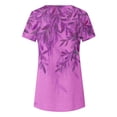 thumbnail image 5 of WREESH Womens Tunic Tops Casual Casual Button Printed Short Sleeve Blouse Short Sleeve Round Neck Blouse Hot Pink, 5 of 6