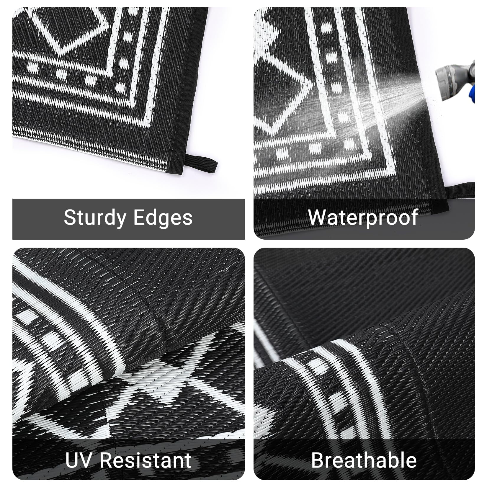 Outdoor Rug 8x10 Plastic Straw Rug Waterproof Patio Rug,Reversible Rug,Foldable Lightweight Outdoor Carpet with Storage Bag,4 Stakes,Outdoor Mat Reversible Camping Carpet Camping Mat for Deck,Garden