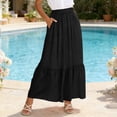 thumbnail image 5 of Tiered Maxi Skirt with Pockets, High Waisted A-Line Long Skirt, Casual Flowy Summer Skirt, 5 of 6