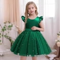 thumbnail image 2 of LUOGENLI Robe Élégante pour Fille, Manches Bouffantes, Tutu, Tenue Formelle pour Fille, Robe de Spectacle (Vert Taille 9-10 Ans), 2 of 7