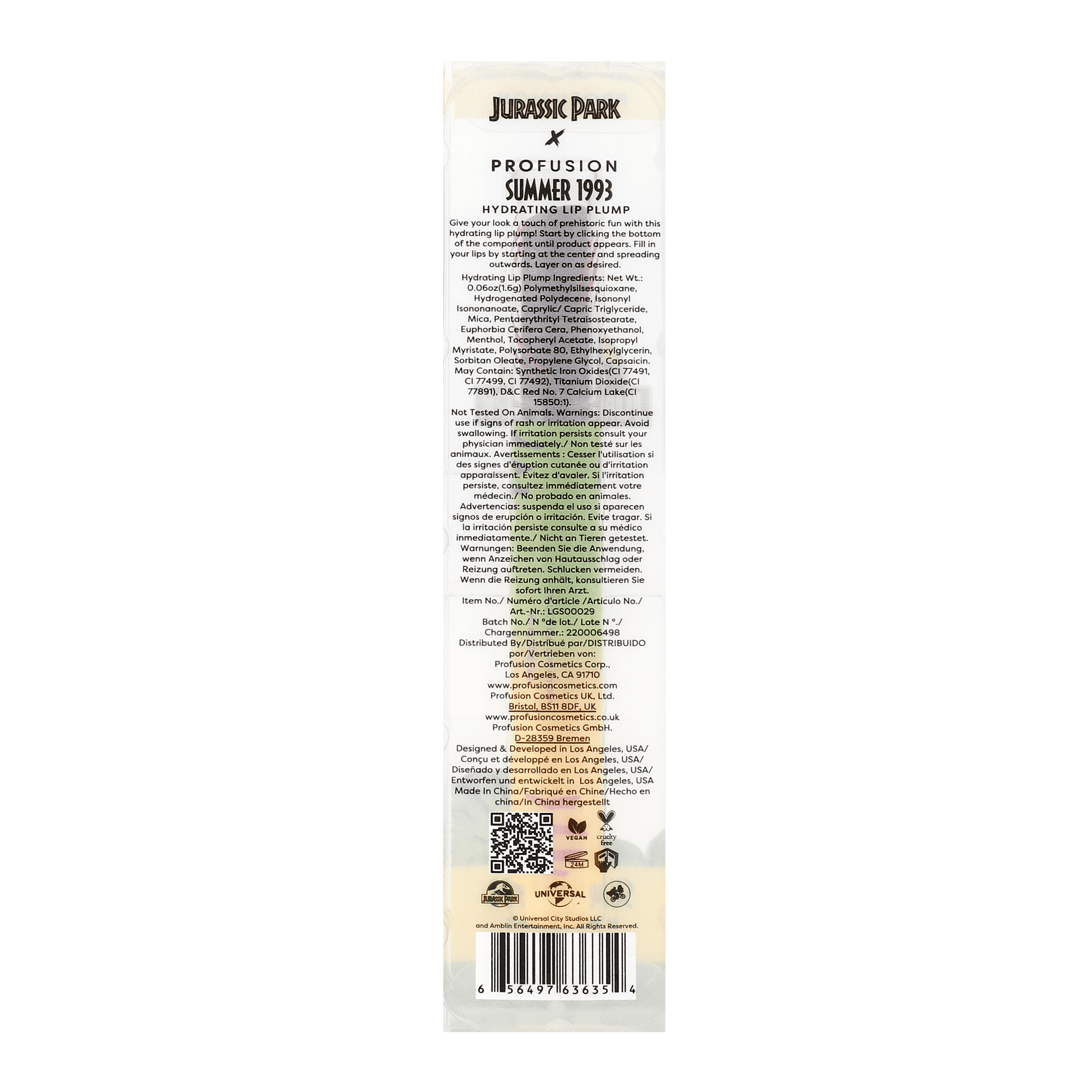 Profusion Cosmetics Jurassic Park 30 Hydrating Lip Plump - Summer 1993