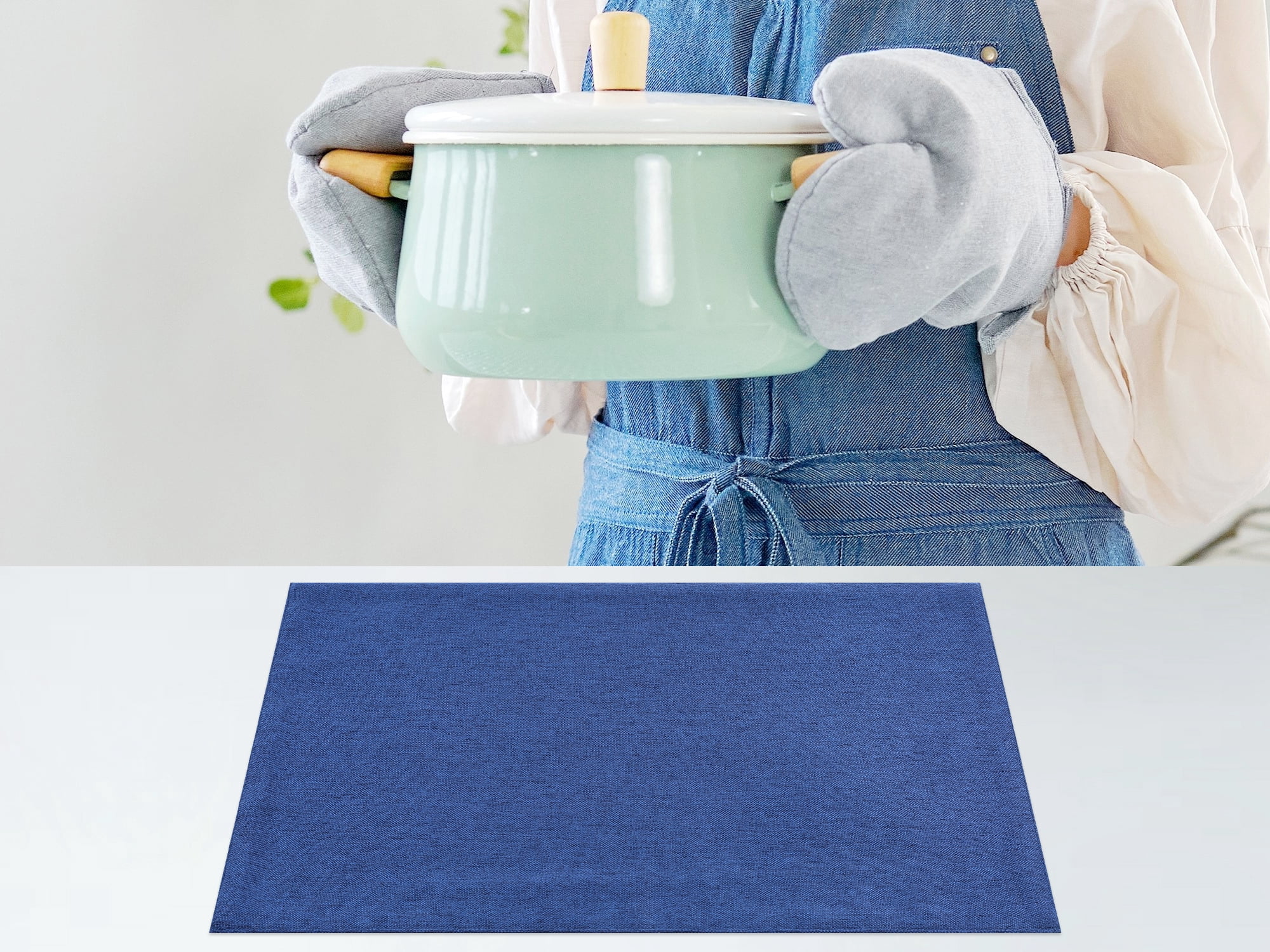 Unique Bargains Table Placemats 6 Pcs Polyester Placemats for Dining Table Decor Blue 18"x12"