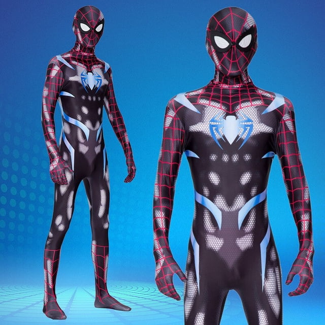 Disfraz de Spiderman Miles Morales Zentai para niños y adultos, mono de superhéroe de Anime, traje de licra, ropa de fiesta Fivean unisex